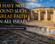 The synagogue ruins at Capernaum, Israel, with the older basalt foundation visible beneath
