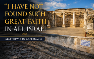 The synagogue ruins at Capernaum, Israel, with the older basalt foundation visible beneath