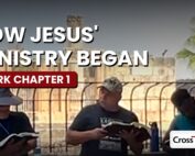 Cross to Light team reading Mark chapter 1 at the synagogue ruins in Capernaum, Israel